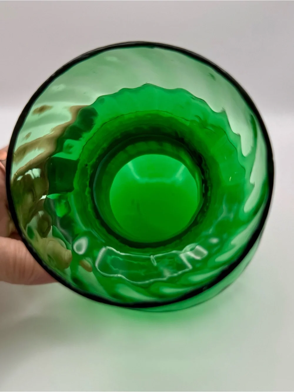 Vintage Mid-Century Royal Leerdam Emerald Green Glass Garlic Hyacinth Bulb Vase